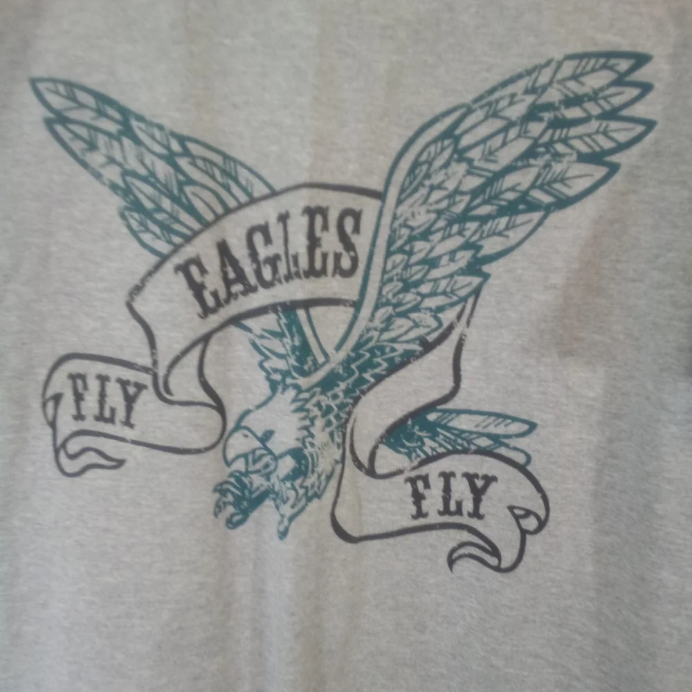 Mens Gray S/S Philadelphia Eagles Fly Pullover Crew Neck Shirt Football M - Picture 2 of 4